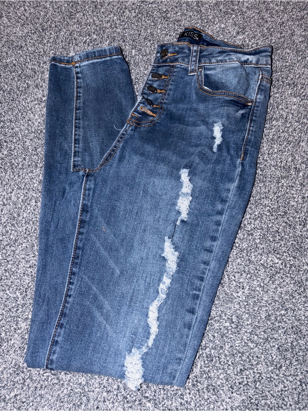 Hot Kiss Blue Distressed Skinny Jeans